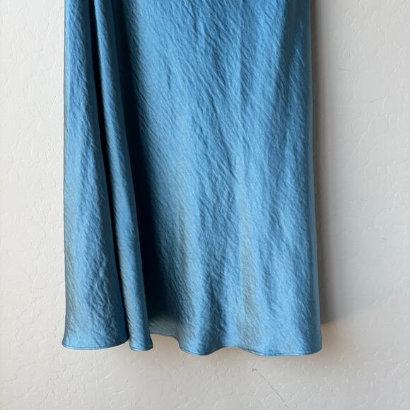 NEW Fame and Partners Carmen Blue Satin Cowl Neck Sleeveless Midi Dress 4 - Picture 4 of 11